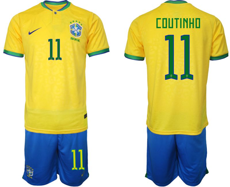 Men 2022 World Cup National Team Brazil home yellow 11 Soccer Jerseys